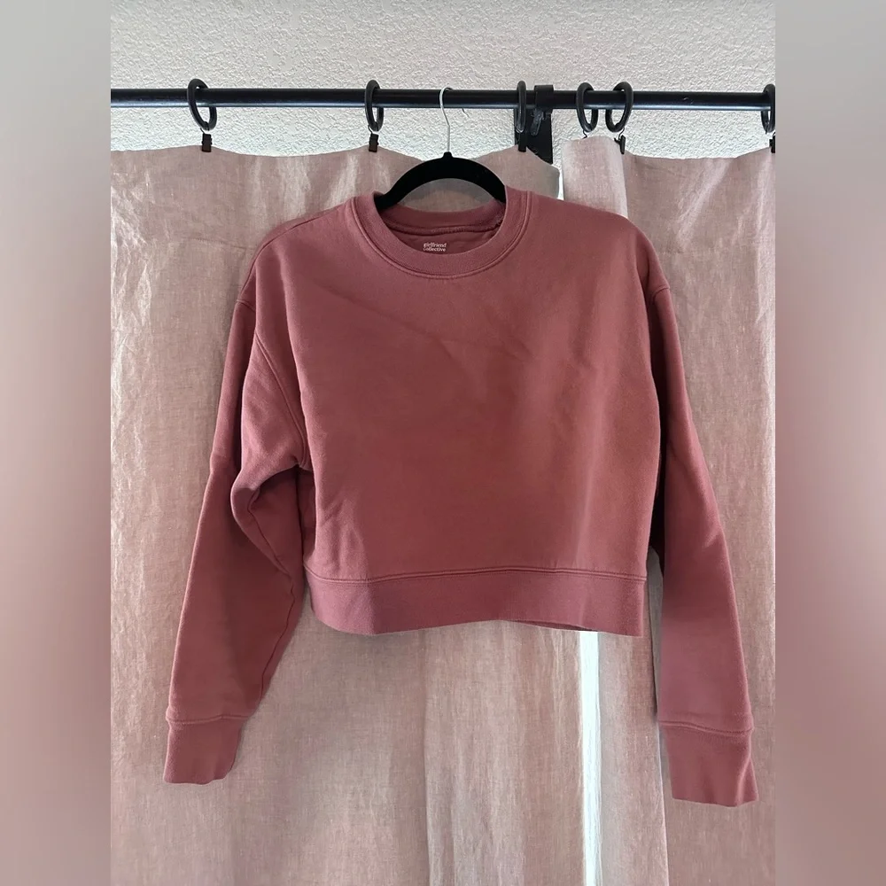 Girlfriend Collective Cropped Sweatshirt - Mauve - Size S - Picture 2 of 3